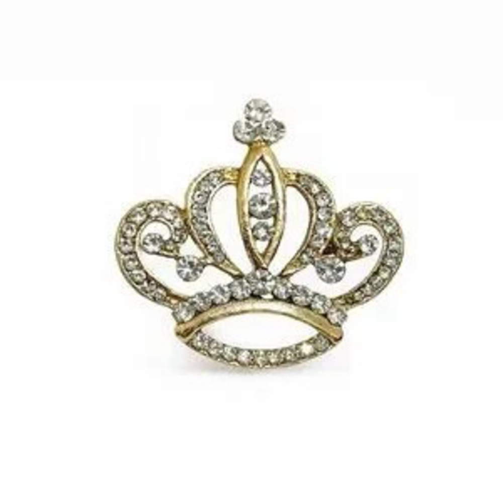 Elegant Gold and Silver Crown Brooch